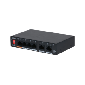 Dahua PFS3006-4GT-60-V2 - Switch unmanaged con 6 porte RJ-45 Gigabit (4 PoE 60 W + 2 uplink), capacita switching 14 Gbps