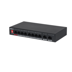 Dahua PFS3010-8ET-96-V2 - Switch unmanaged con 10 porte (8 PoE 10/100 Mbps  lessthan96 W + 2 uplink),capacita switching 5.6 Gbps