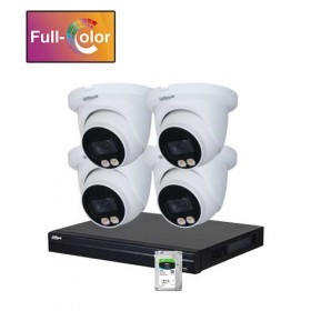 Dahua KIT VIDEOSORVEGLIANZA IP Full Color - 4 Eyeball IP AI 5MP + NVR IP 4ch PoE + Hard Disk 1TB