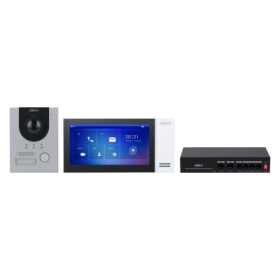 Dahua KTP01L(F) - Kit videocitofonico IP, VTO2201F-P + VTH2421FW-P + PFS3005-4ET-36E + VTM114