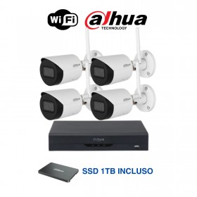 Dahua Kit videosorveglianza WIFI - 4 Telecamere 4MP 3.6mm + NVR IP 8 canali 8MP SSD 1TB INCLUSO